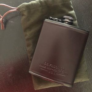 Filson leather flask